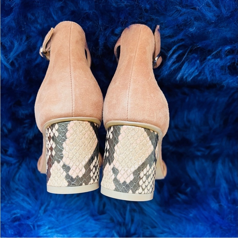 New! Rare STEVE MADDEN Regard Suede Block Animal Print Heel Strappy Sandals - Picture 9 of 12